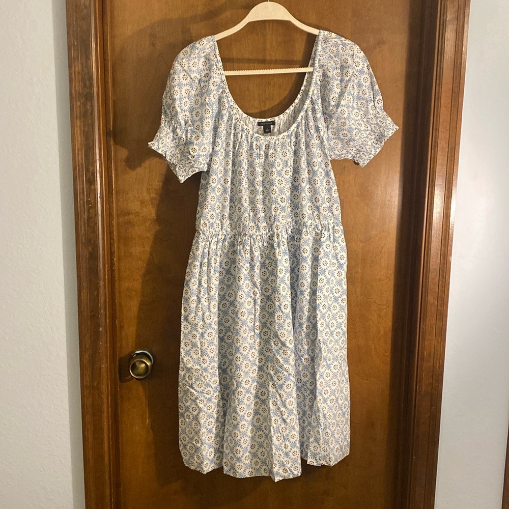 Ann Taylor White Printed Cottage Core Dress